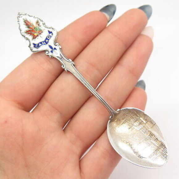 925 Sterling Silver Vintage Colrful Enamel 